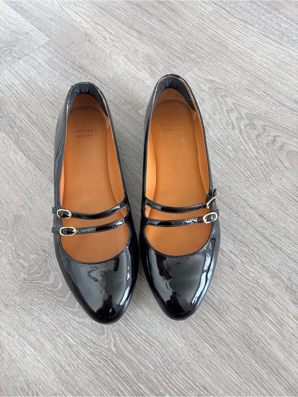 Sézane black patent Ninon low ballerina US 7